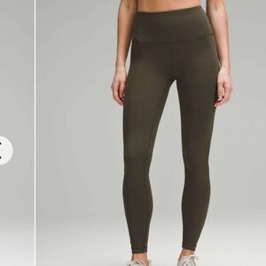 Lululemon Wunder Train High-Rise Ribbed Tight 25" in Dark Olive